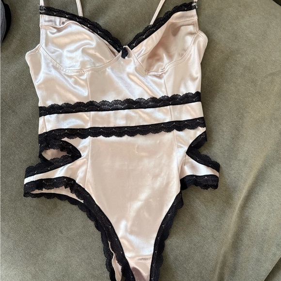 Lovers and Friends Trim Satin Bodysuit - Picture 2 of 2